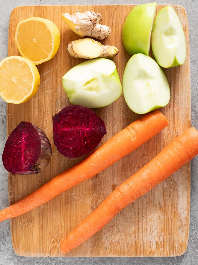 preping the ingredients for abc juice