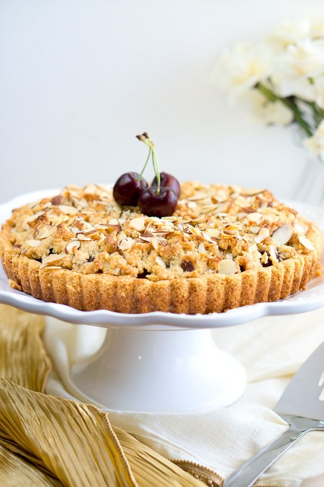 Almond Cherry Crumble Tart