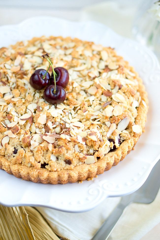 Almond Cherry Crumble Tart