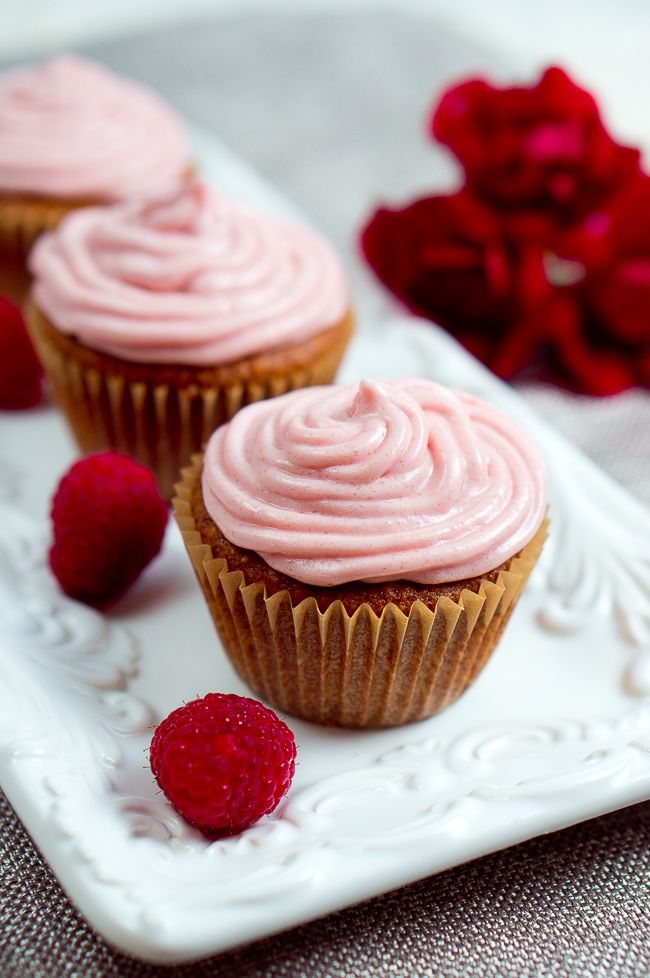 Almond Cupcakes with Raspberry Cream Cheese Frosting (GF)