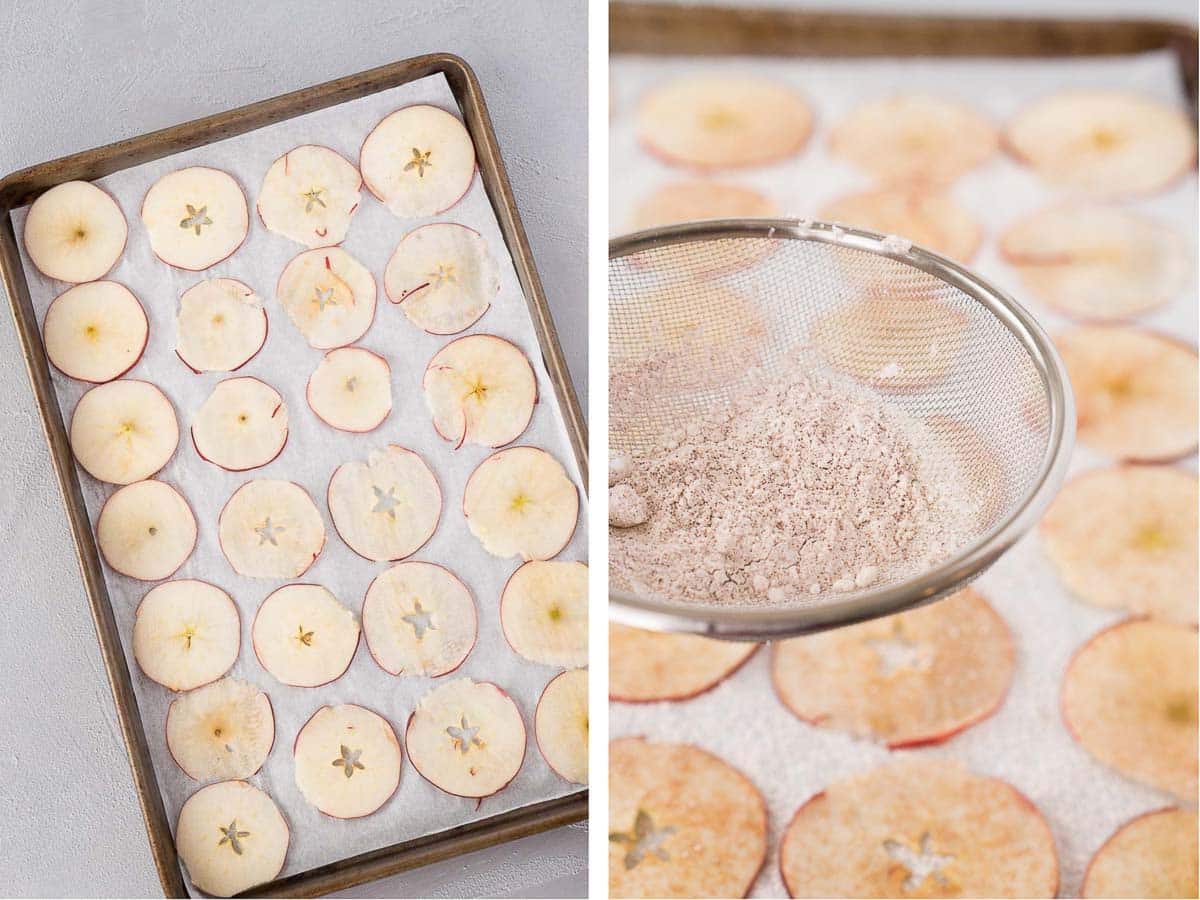 how to make apple chips in the oven - step by step shots