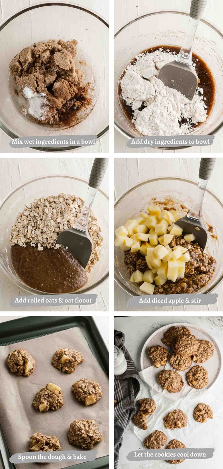 process images of making apple oatmeal cookies
