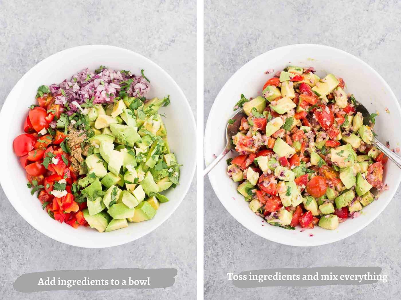process images of making avocado salsa