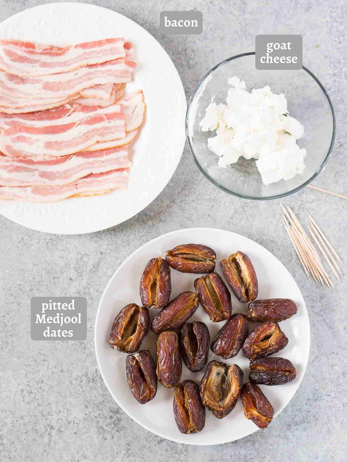 ingredients for bacon wrapped dates
