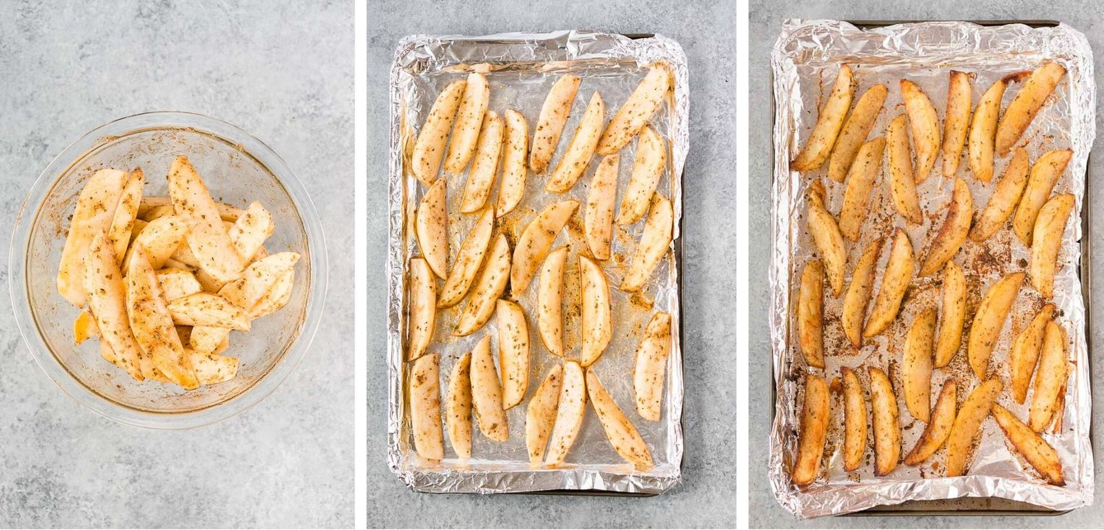 baked potato wedges process shots