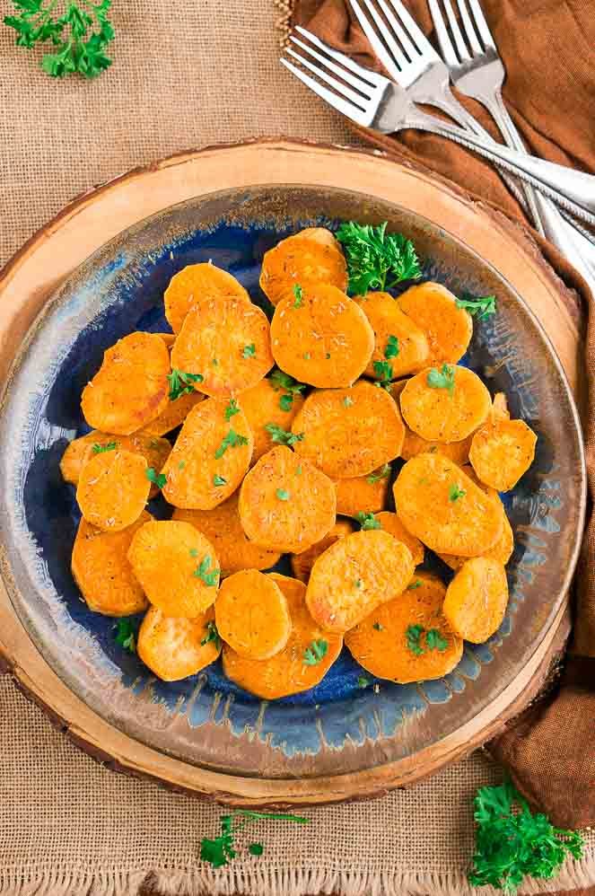 baked sweet potato slices