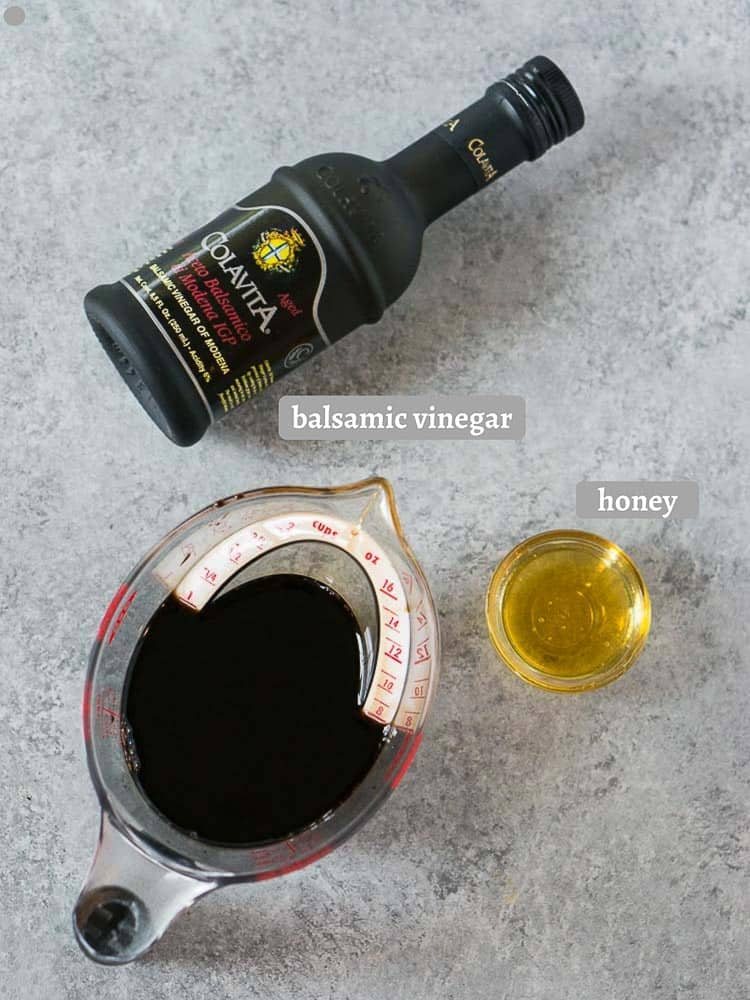 balsamic glaze ingredients on a board