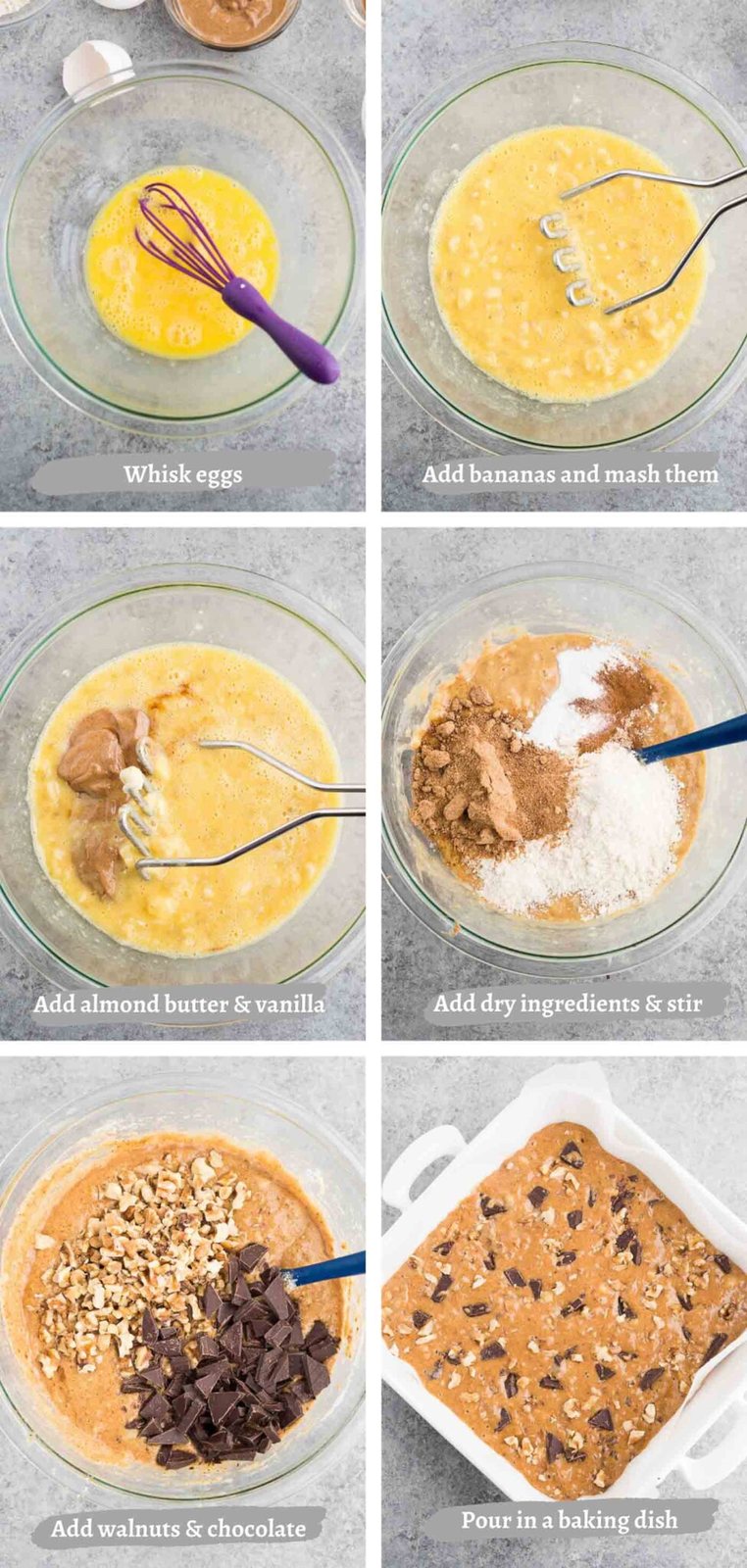 process images of making banana brownies