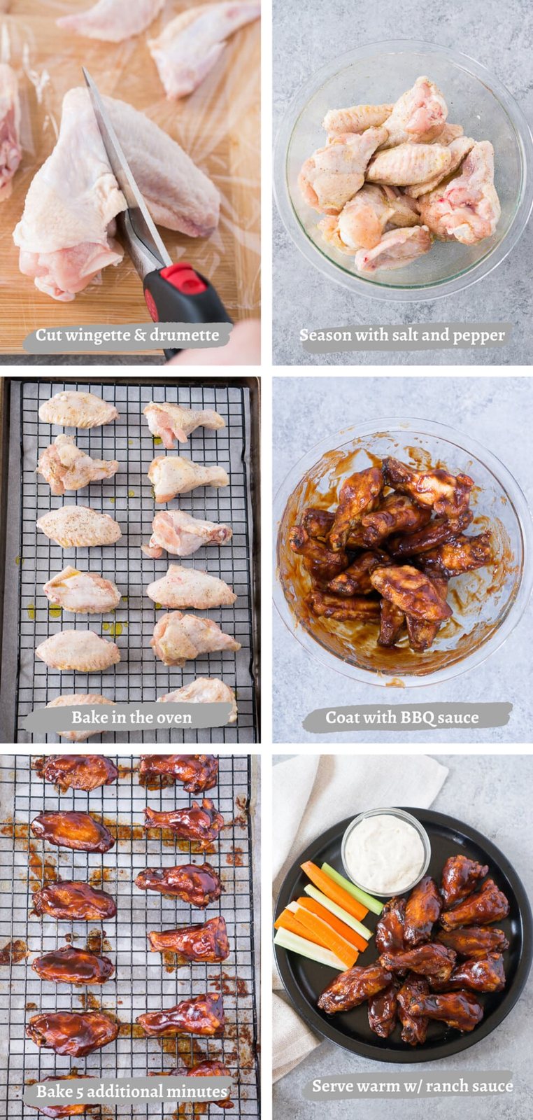 process images of making bbq chicken wings