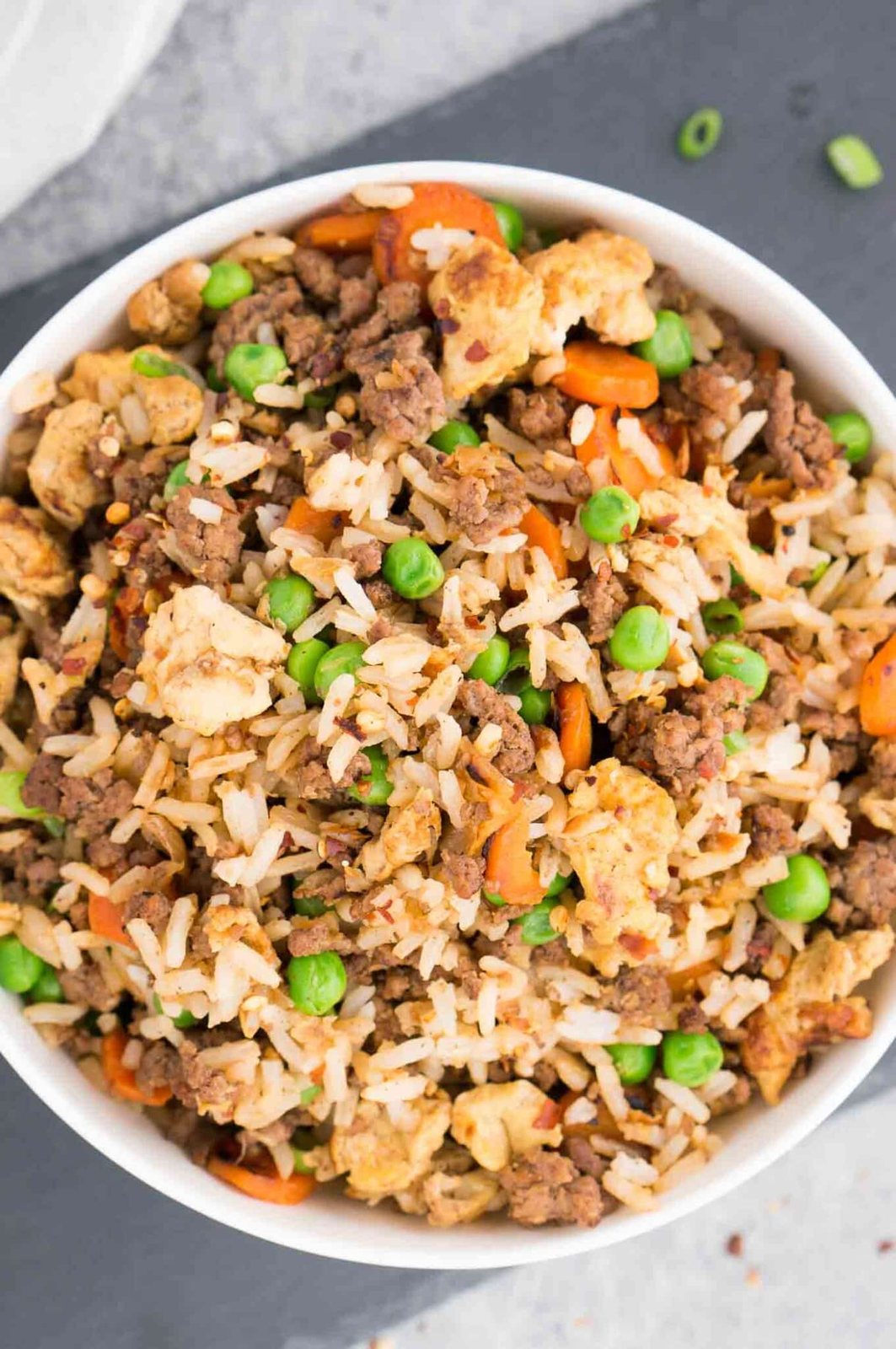 healthy fried rice recipe with ground beef and vegetables
