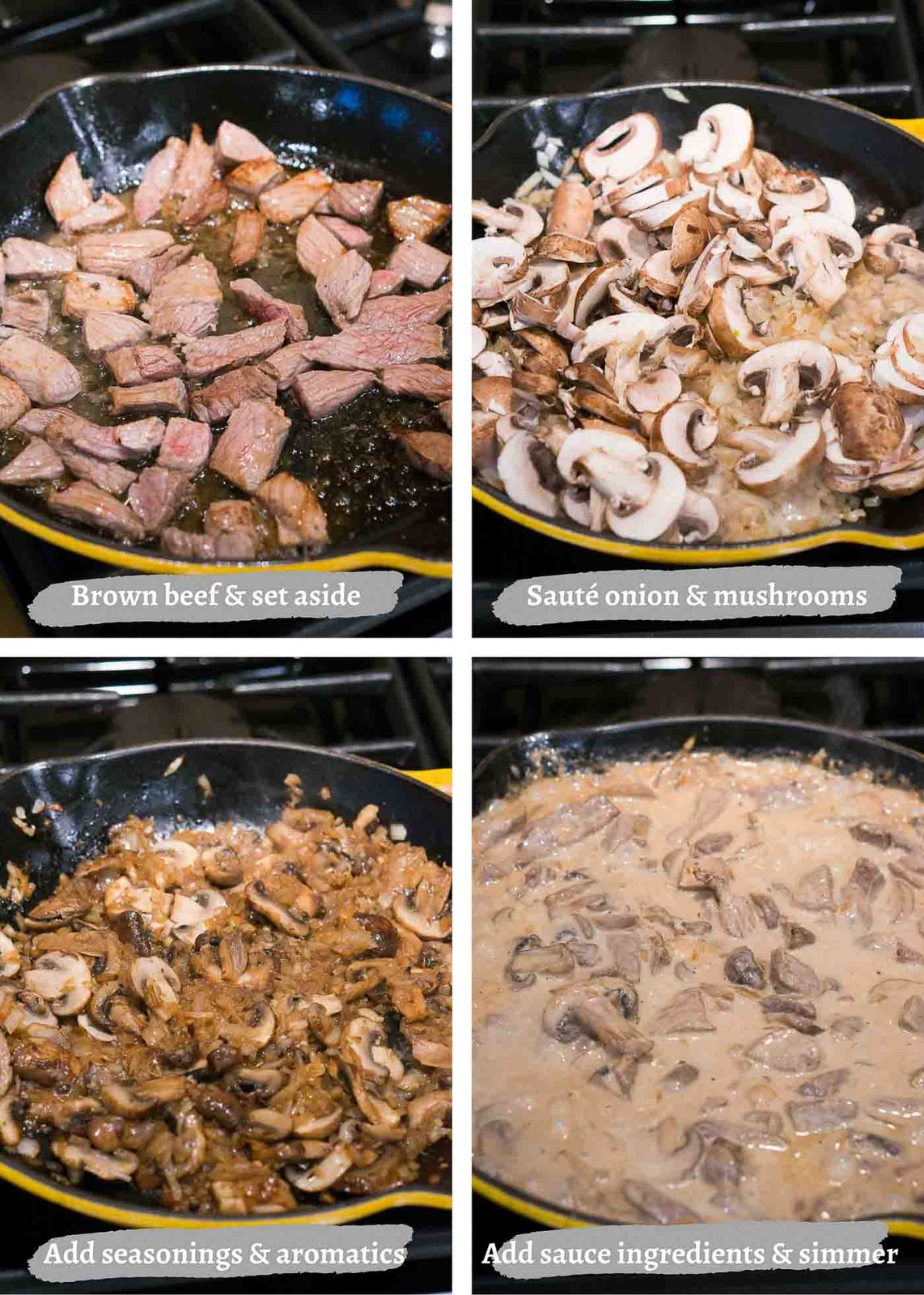 process images of making beef stroganoff