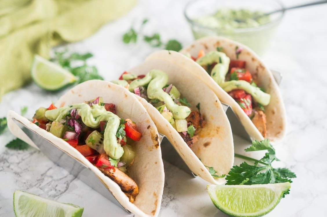salmon tacos with salsa