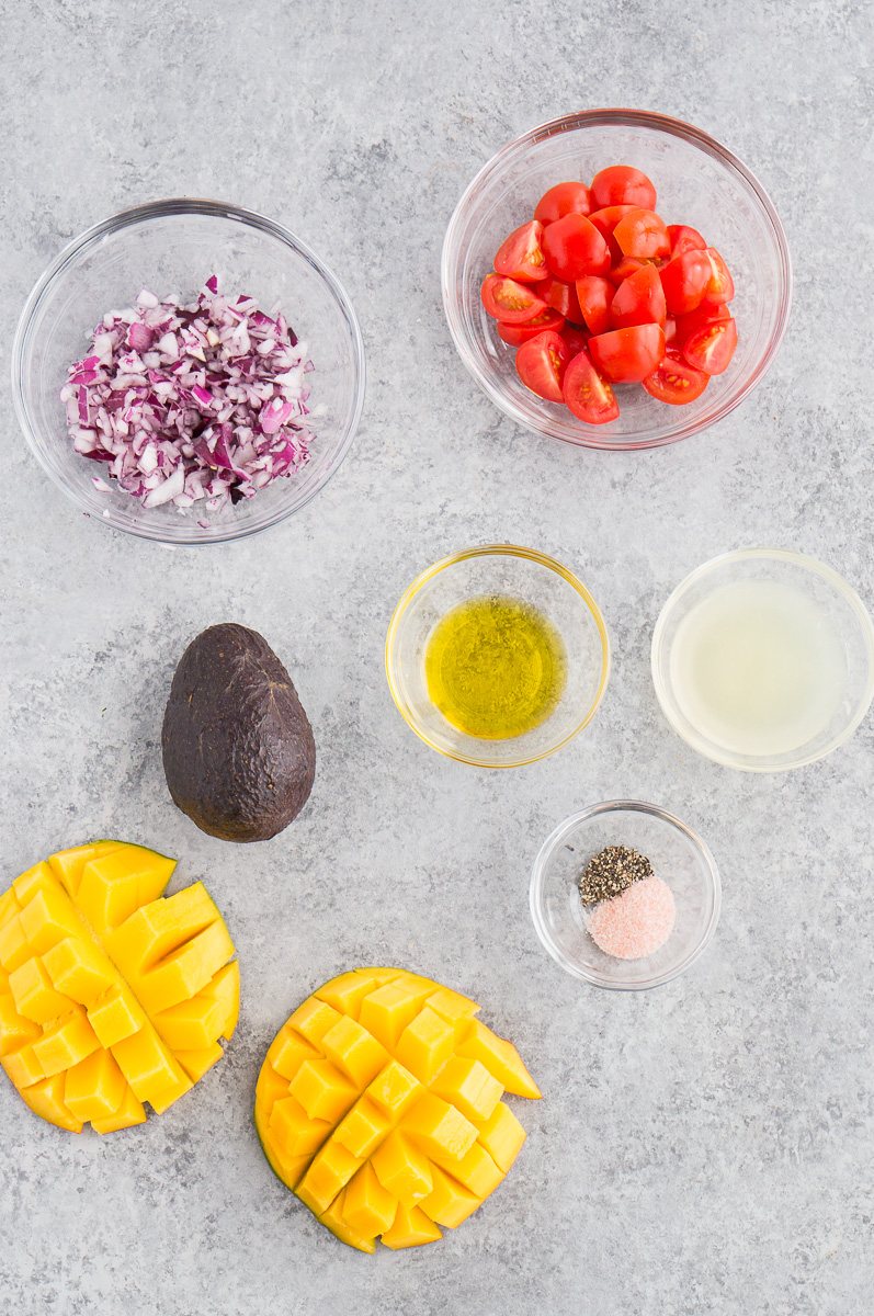 ingredients for mango avocado salsa