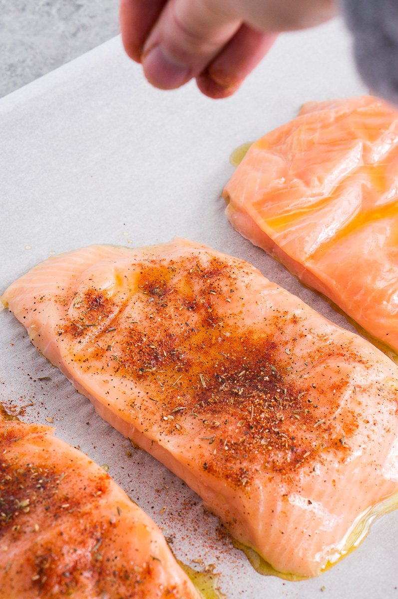 seasoning the salmon