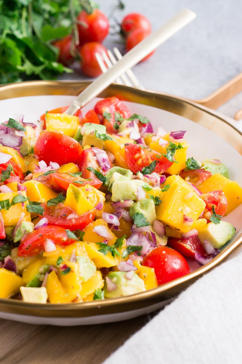 mango avocado salsa in a bowl