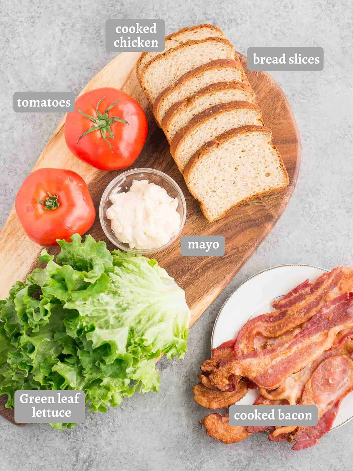 ingredients for BLT sandwich