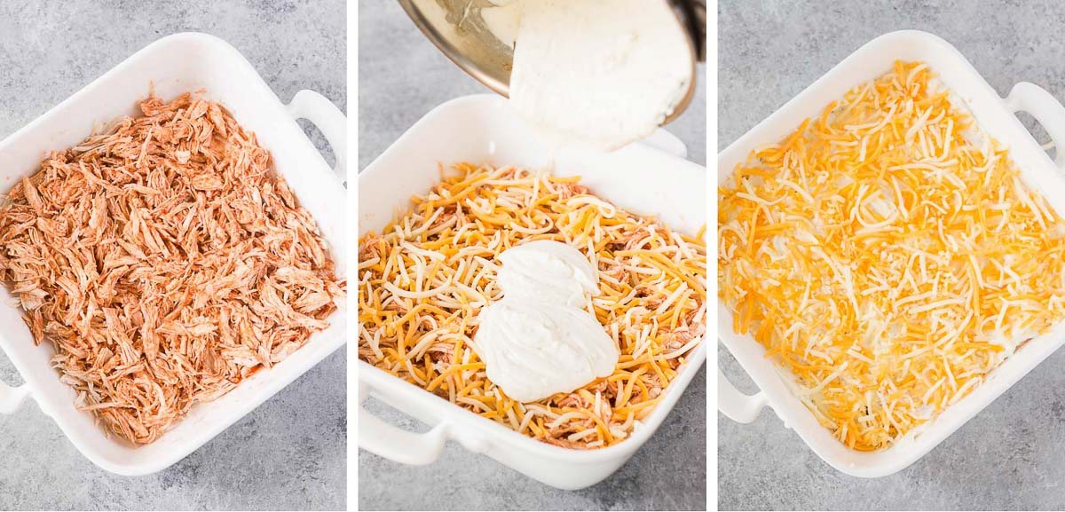 how to make buffalo chicken dip - process shots