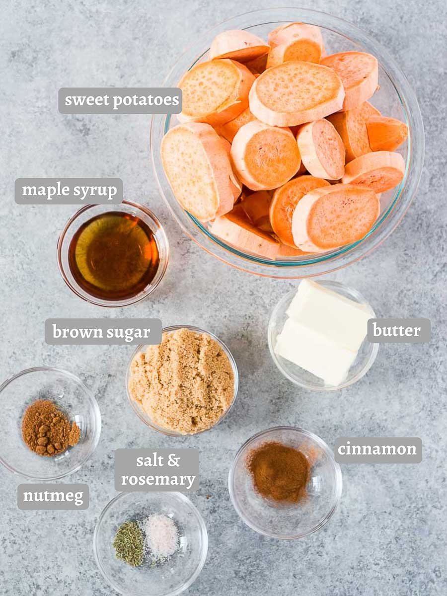 ingredients for candied sweet potatoes