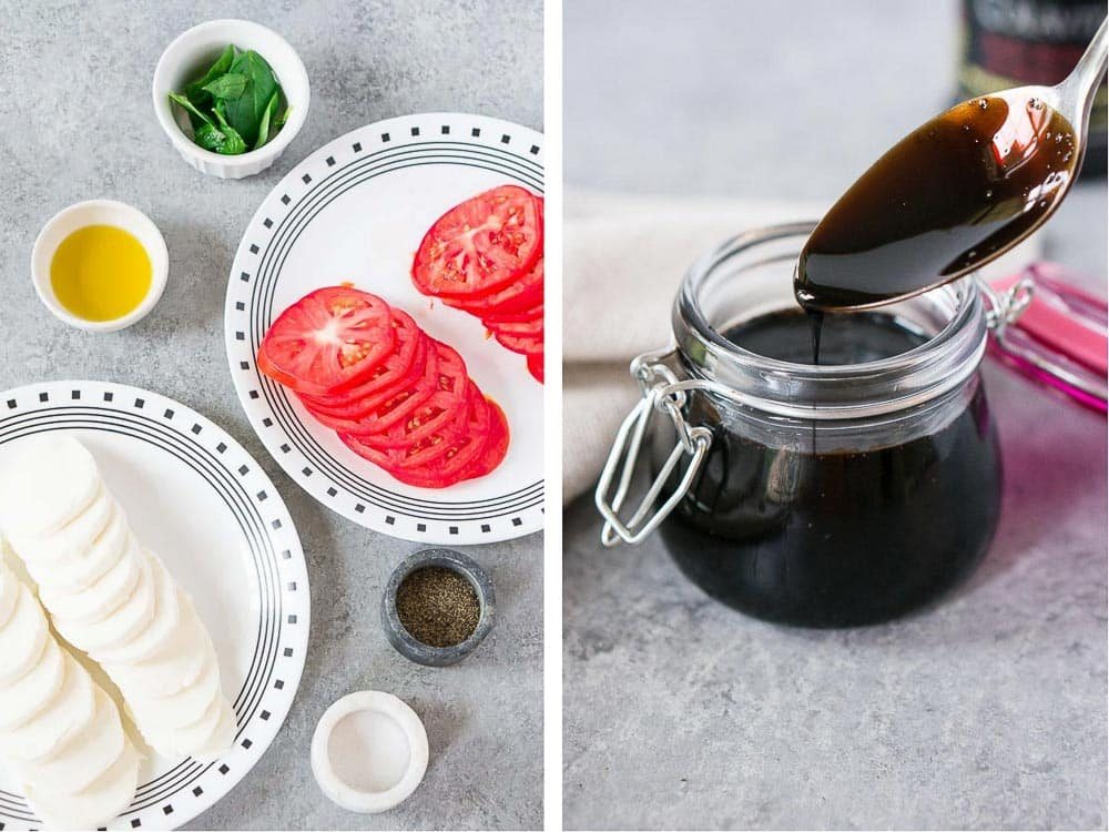 caprese salad ingredients on a plate