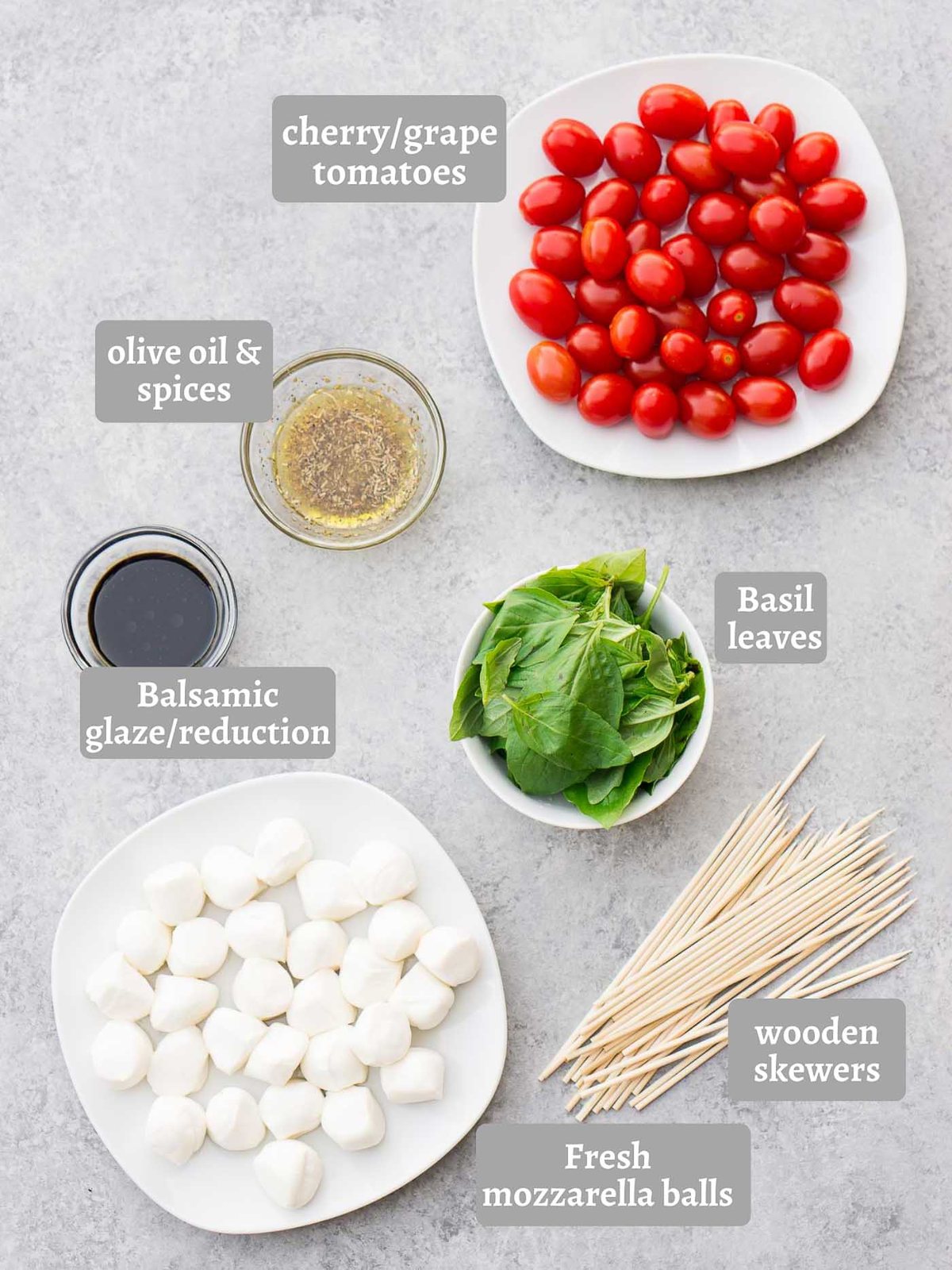 ingredients for caprese salad skewers