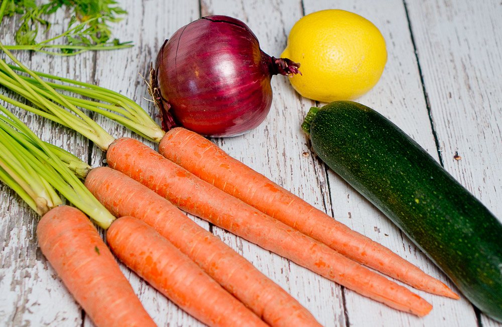 shaved carrots and zucchini salad