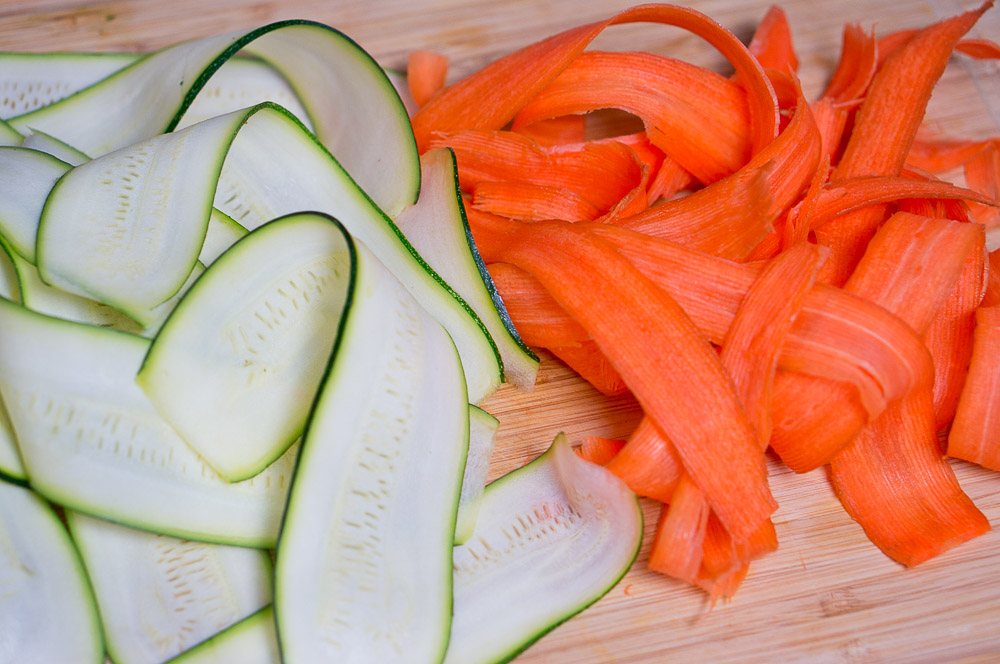 shaved carrots and zucchini salad