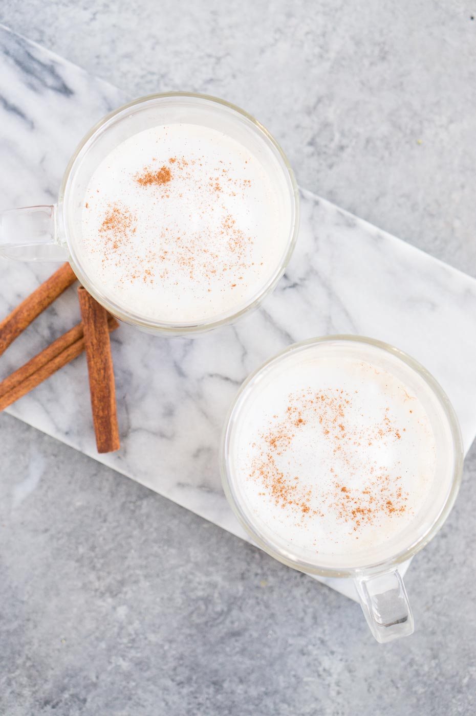 Chai tea latte made at home served in cups