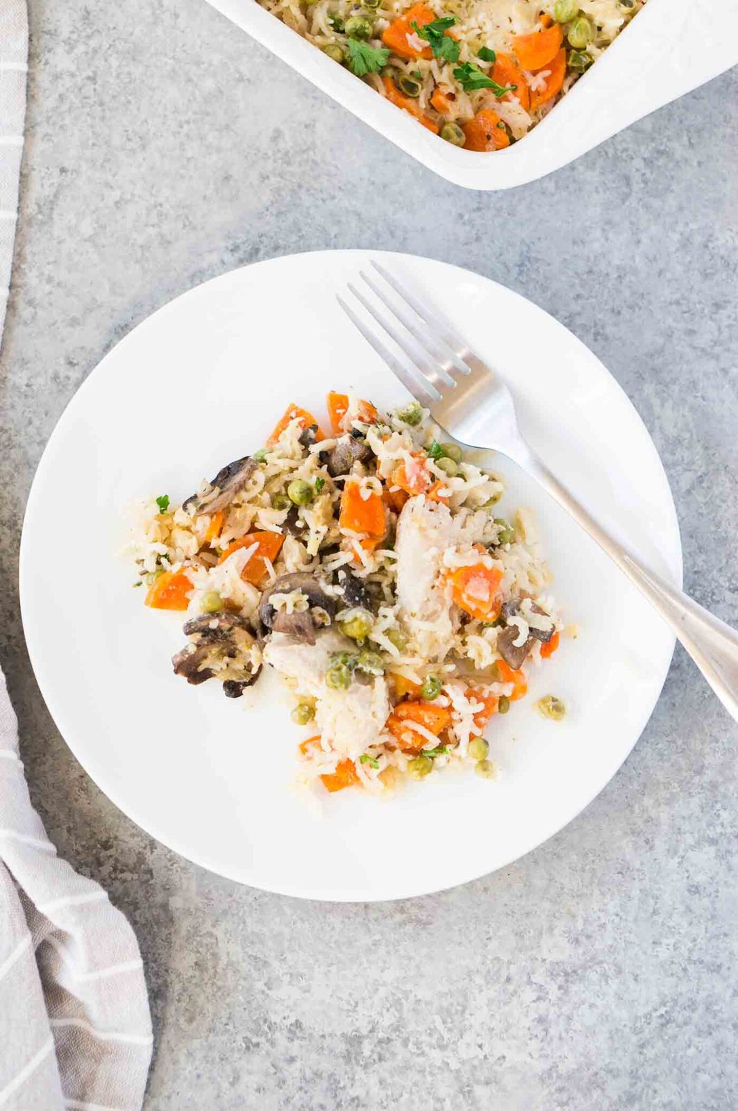 chicken and rice bake served on a plate