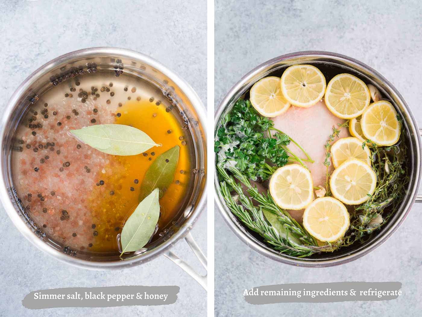 process images of brining whole chicken in wet brine