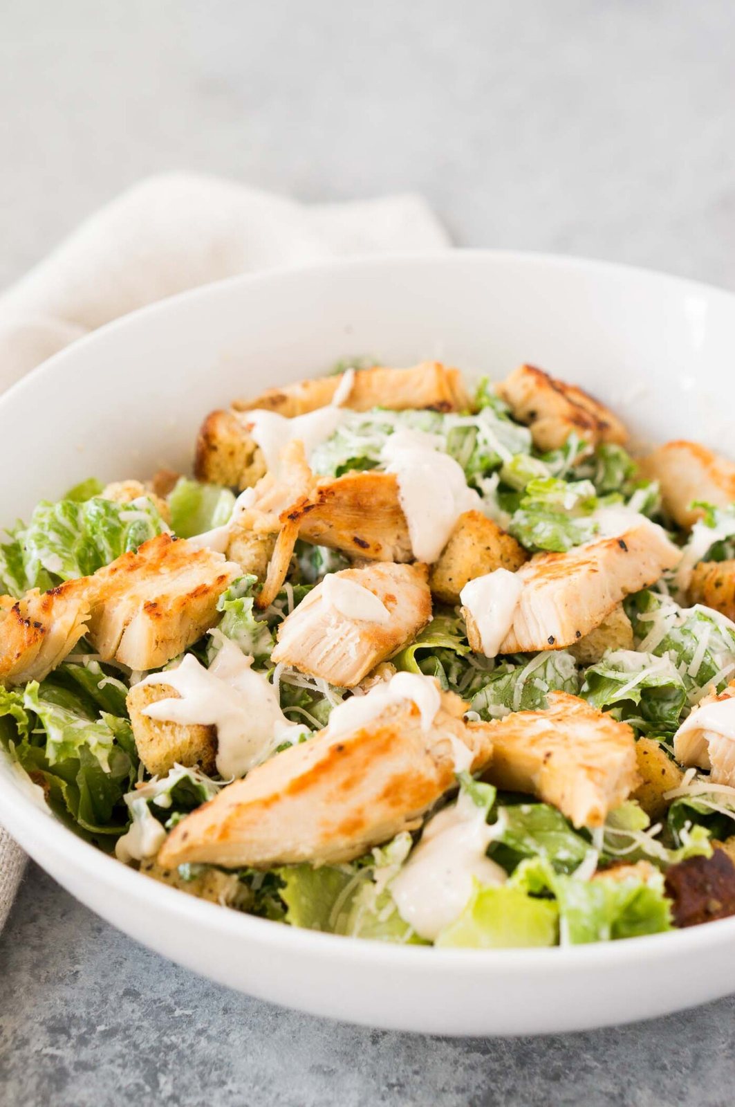 making chicken Caesar salad