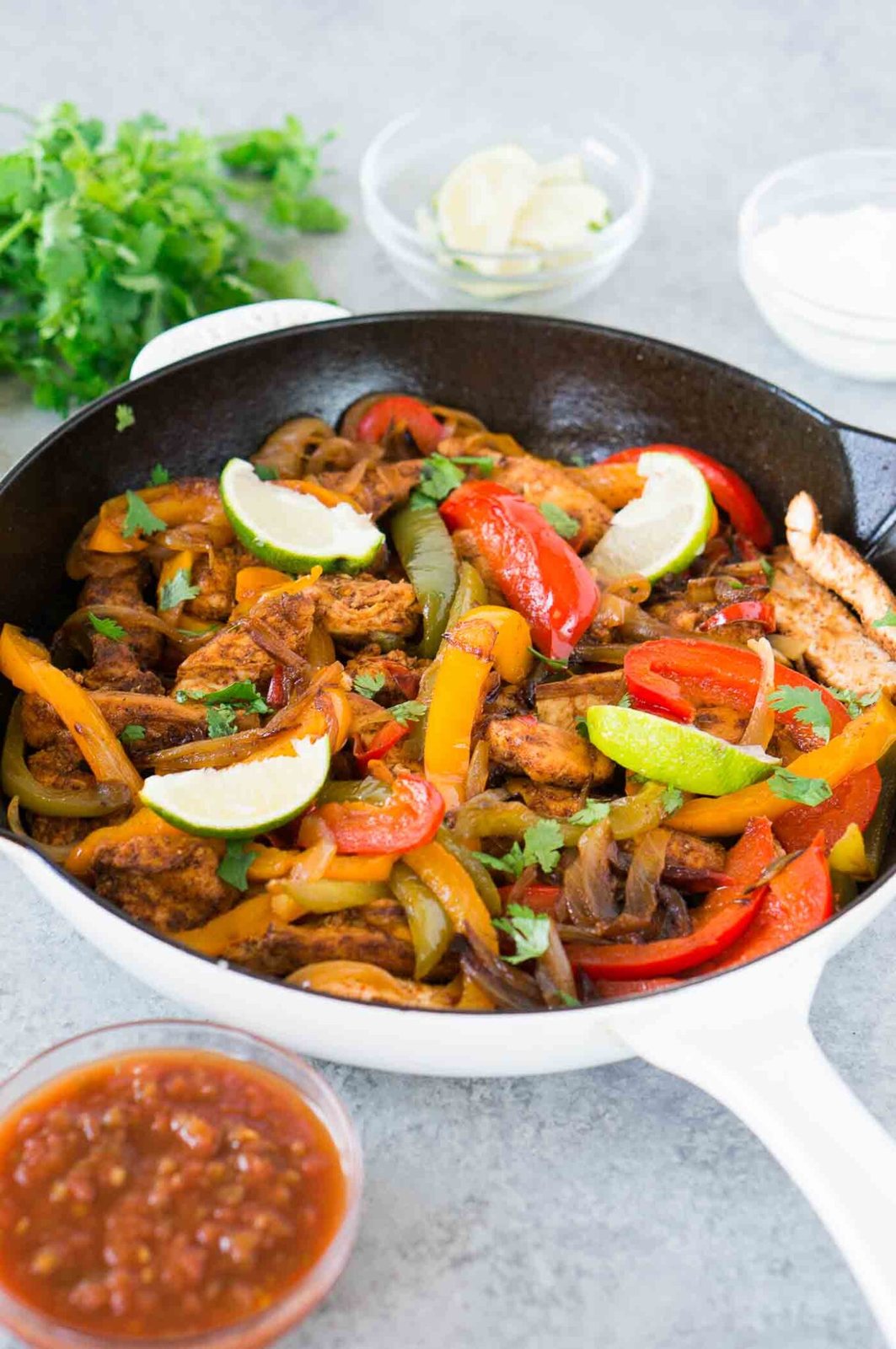 homemade fajitas in a skillet