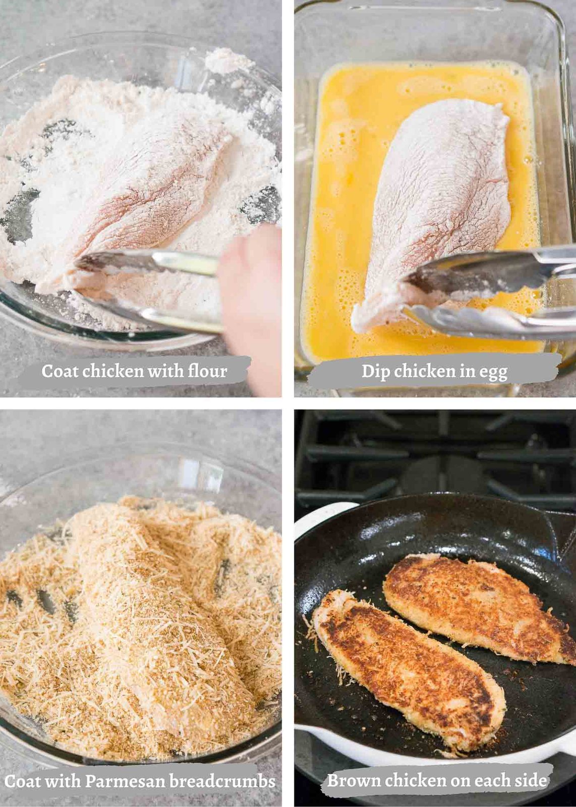 process images of making homemade chicken parmesan