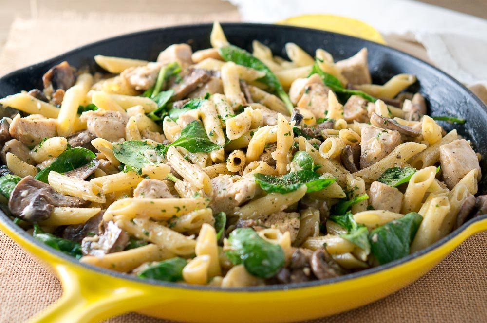 Chicken Penne with Creamy Mushroom White Wine Sauce