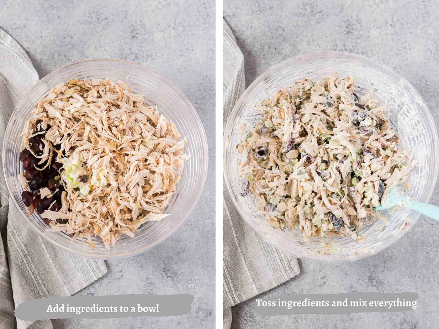 process images of making chicken salad