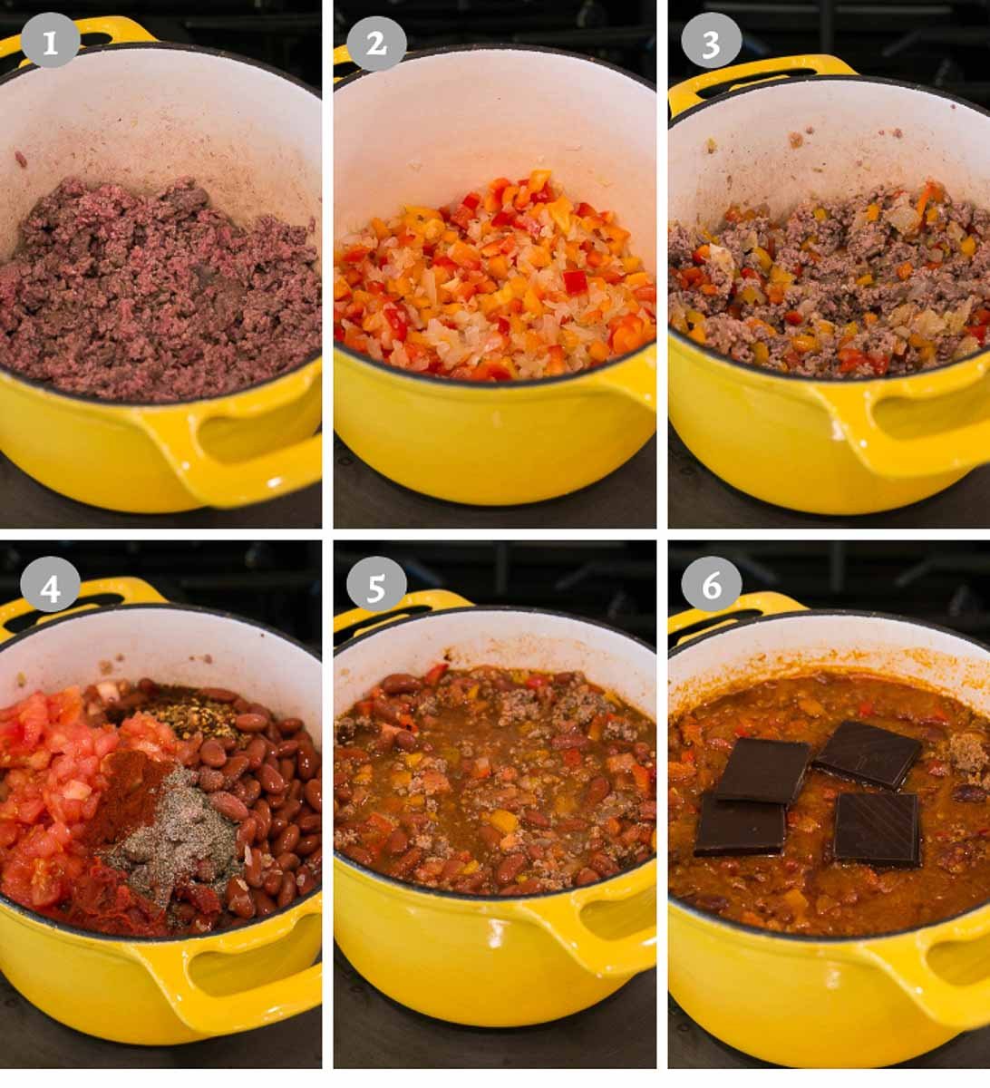 making the best chili recipe - process shots of each step