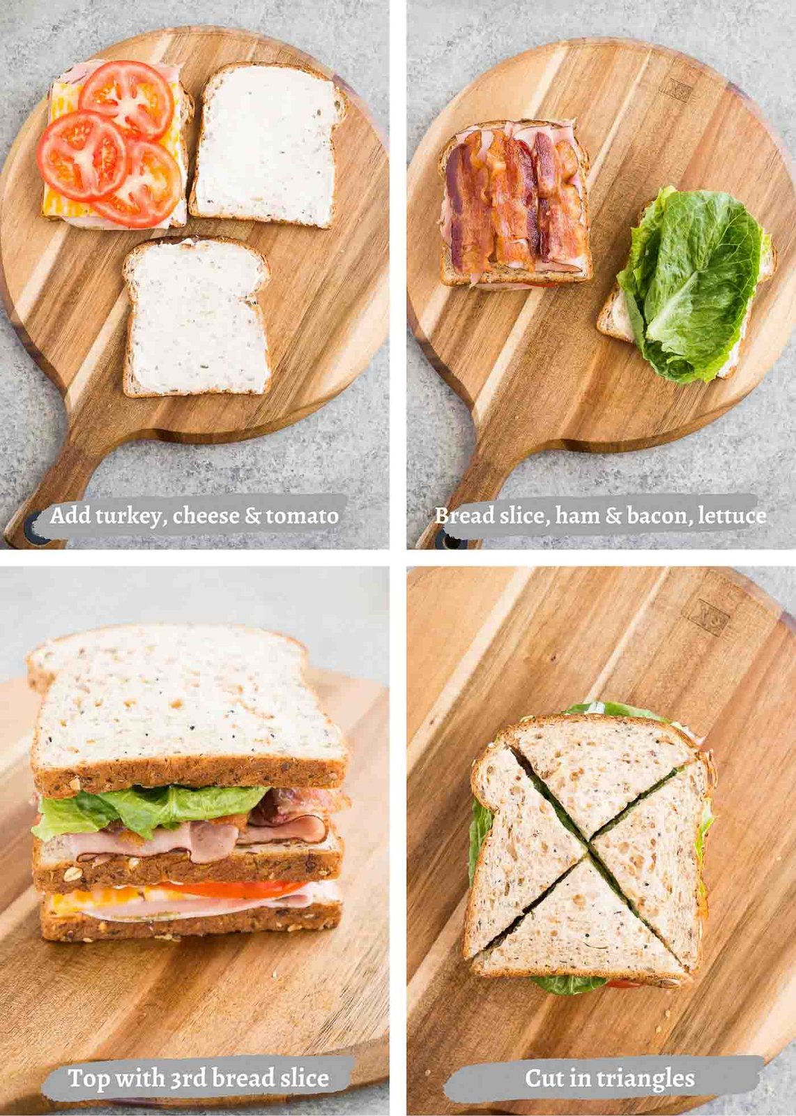 process images of making clubhouse sandwich
