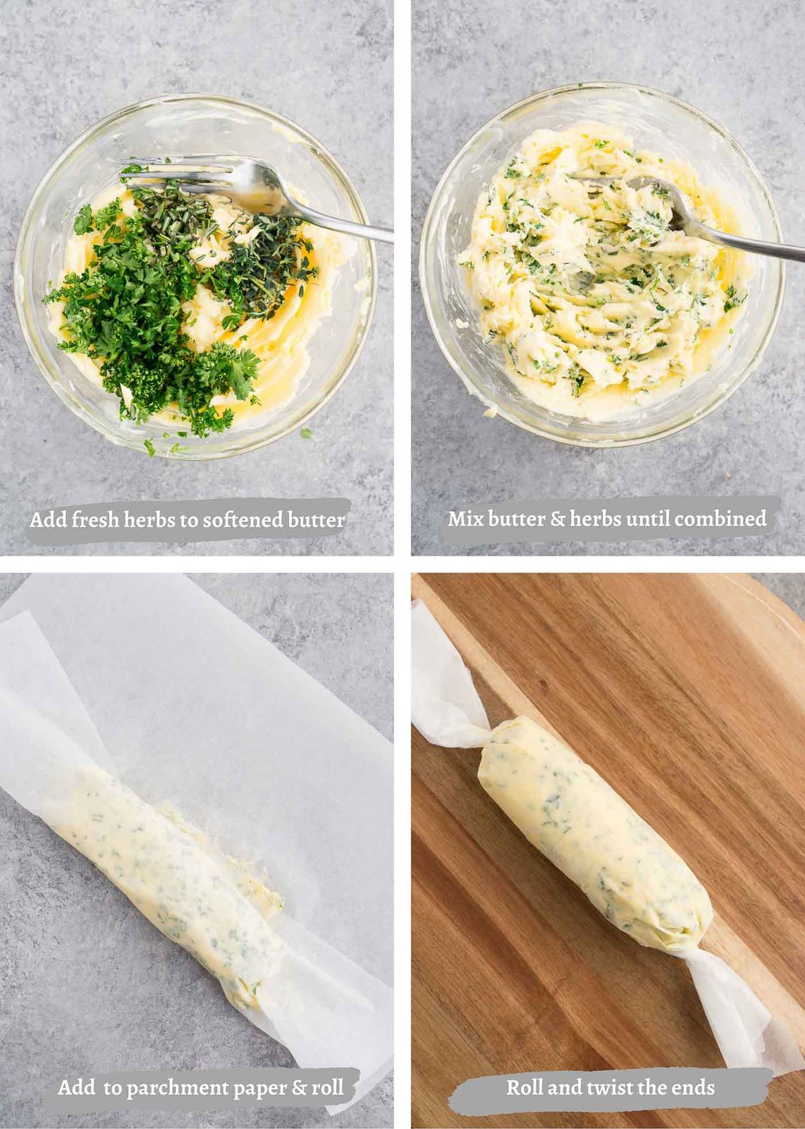 process images of making compound butter