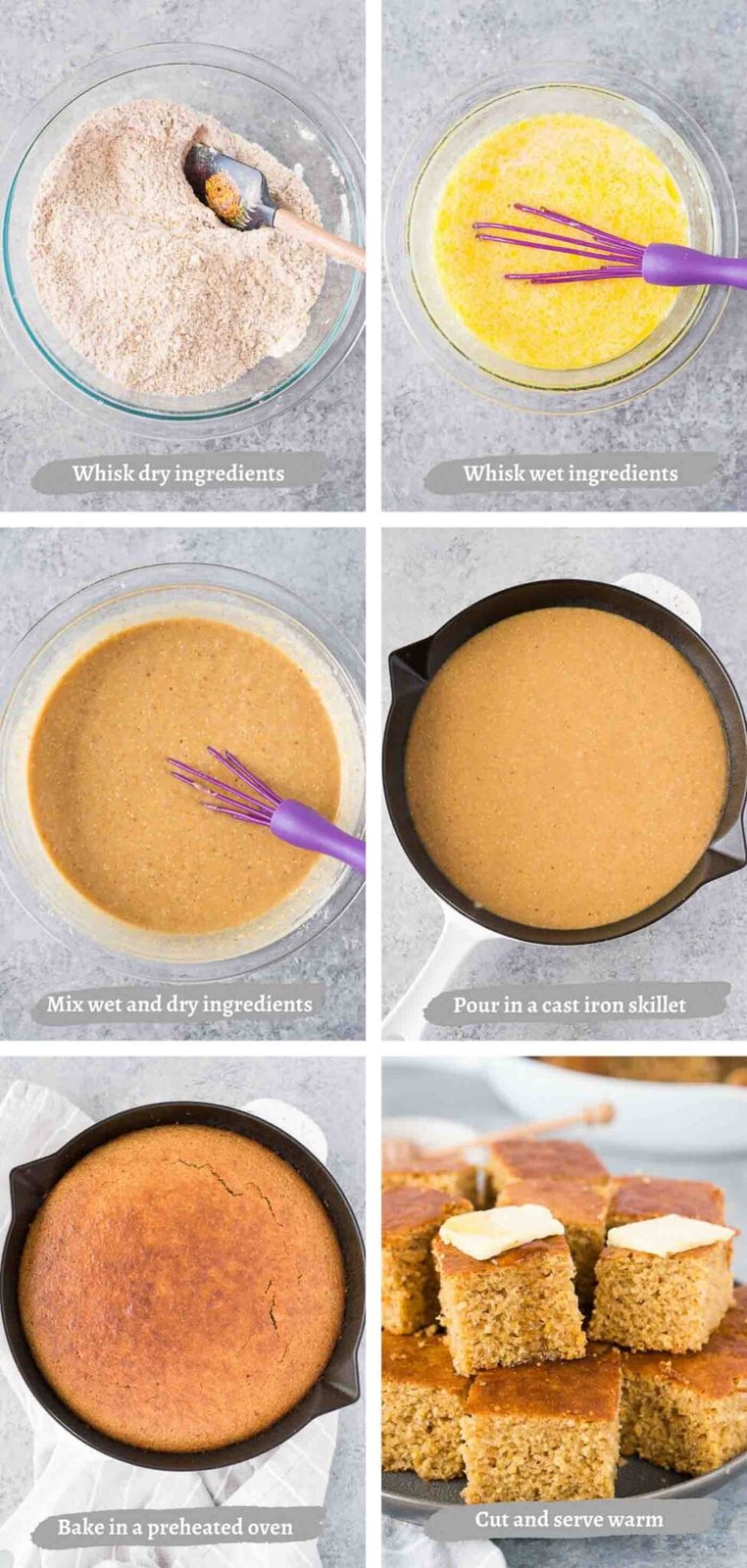 process images of making homemade cornbread