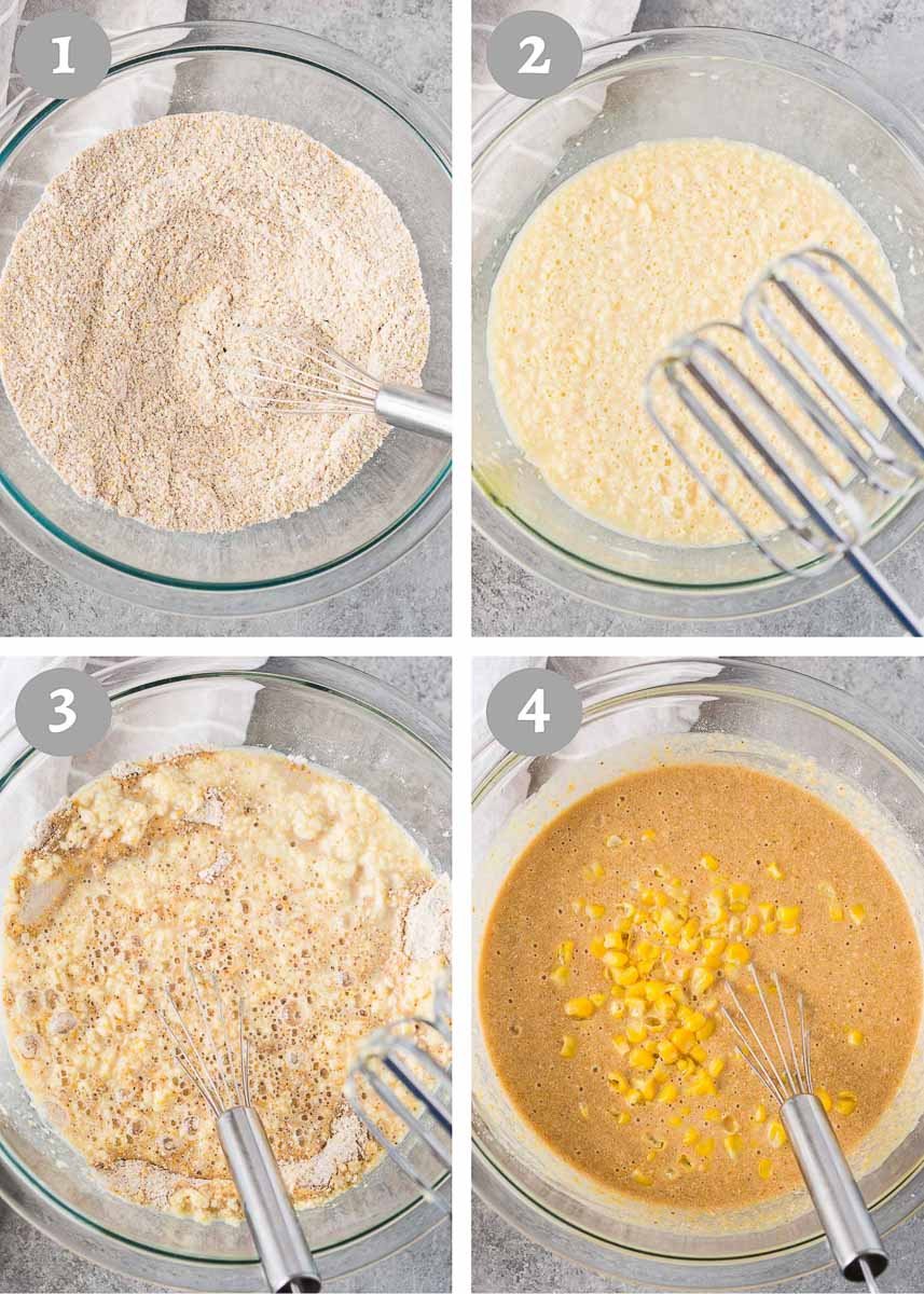 how to make cornbread muffins - step by step shots