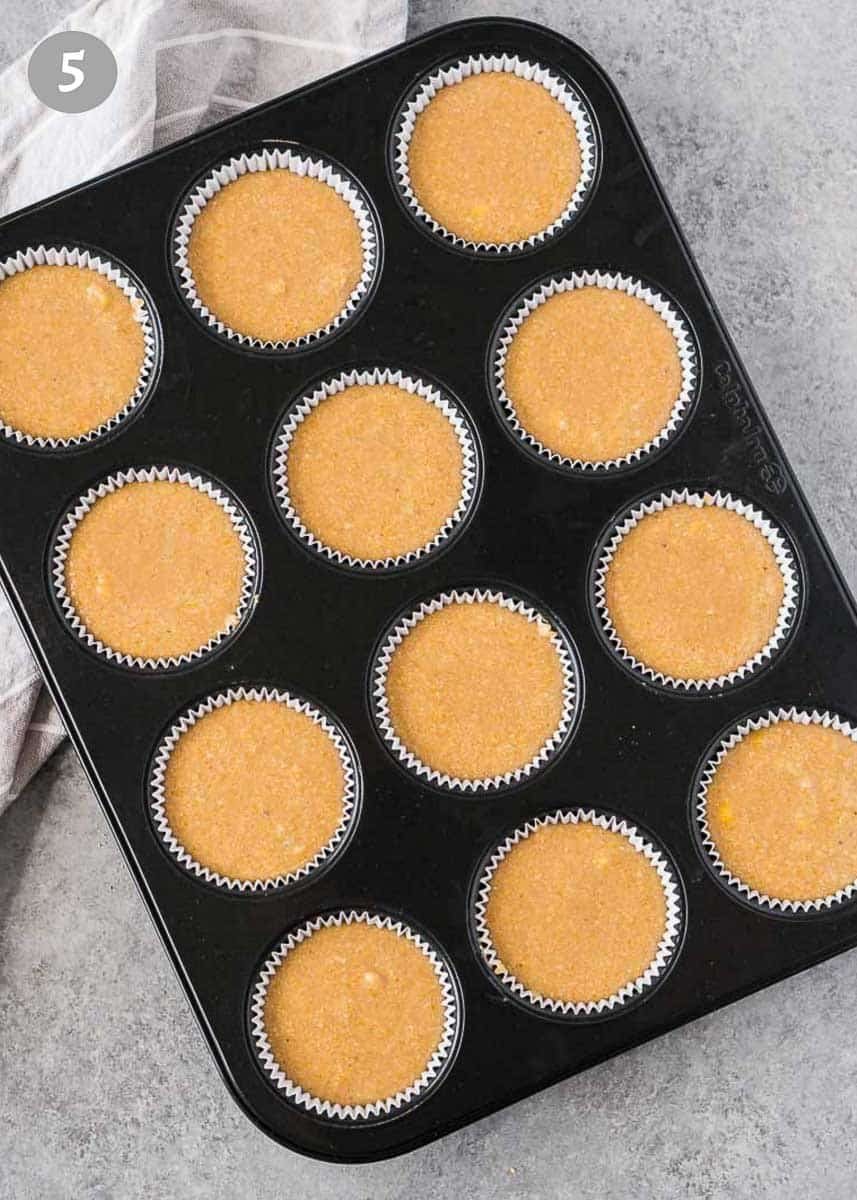 honey cornbread muffins in muffin pan