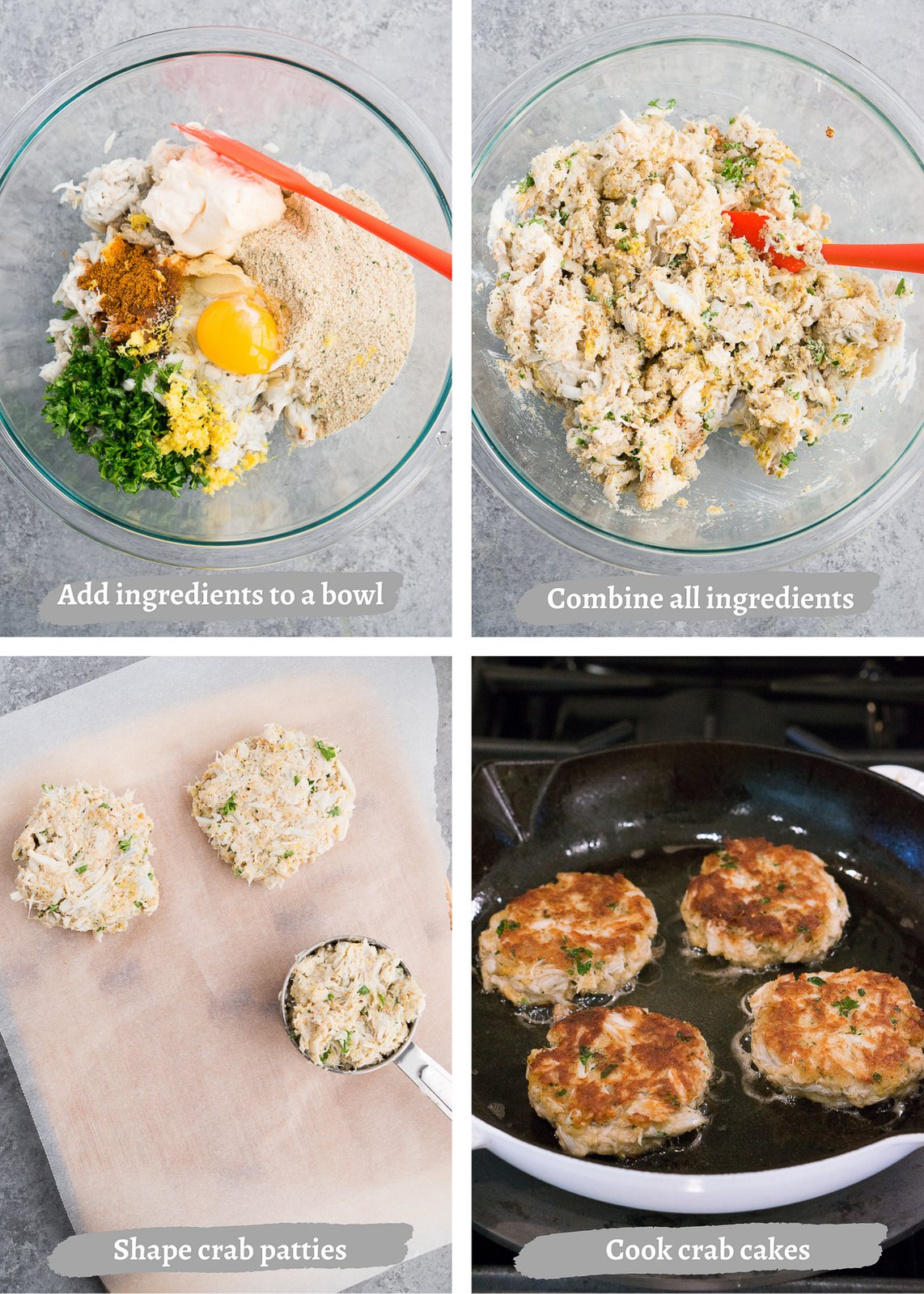 process shots of making crab cakes
