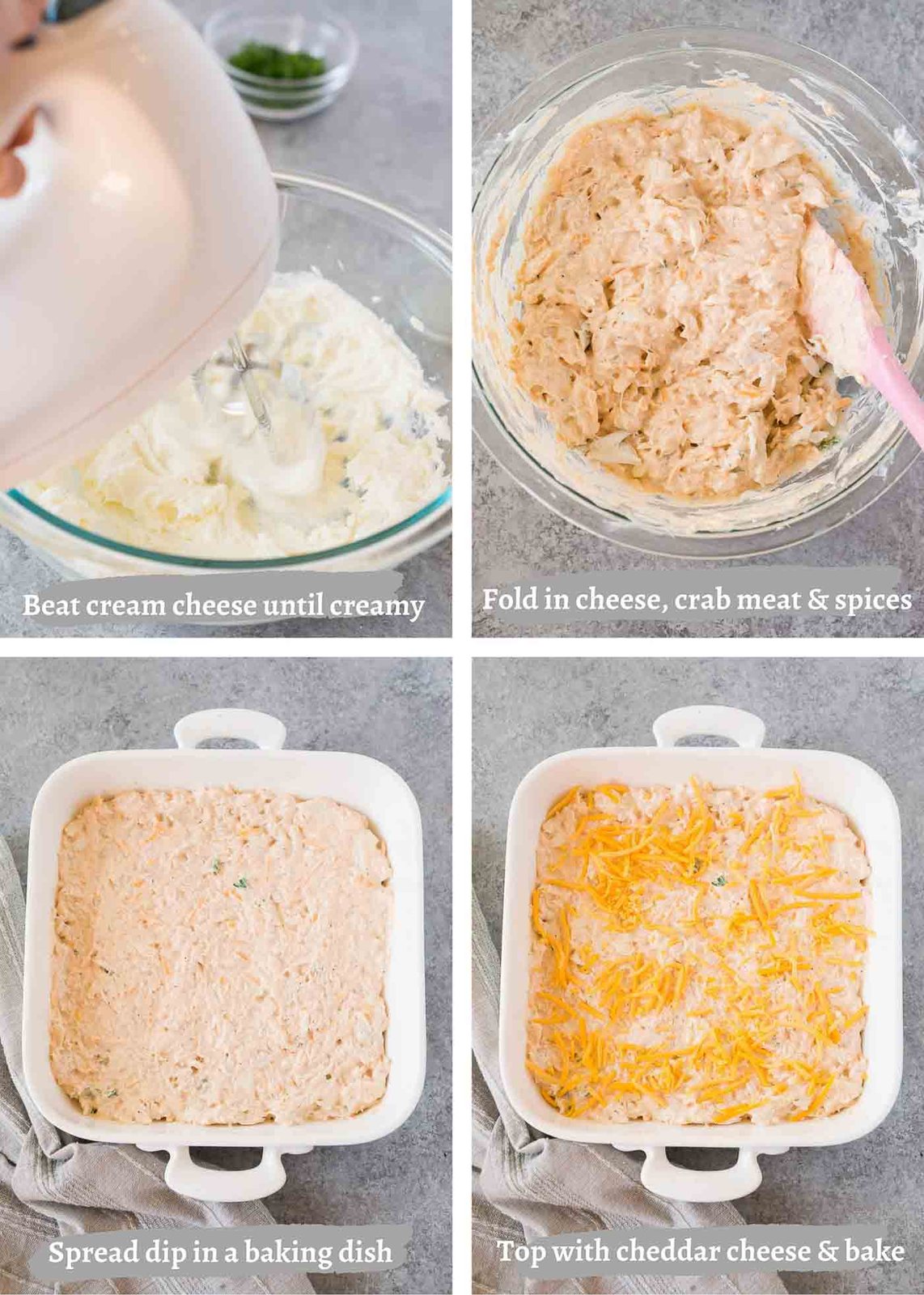 process images of making crab dip