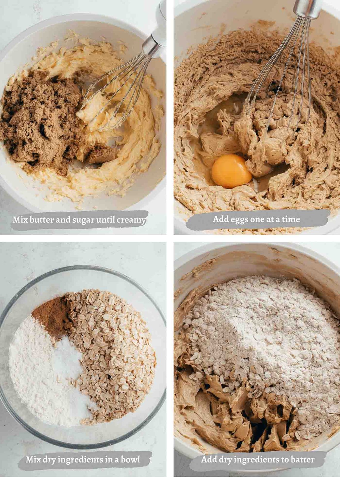 process images of making oatmeal cookies with cranberries