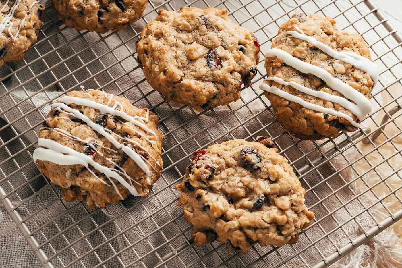 oatmeal cookies on a cooling rack