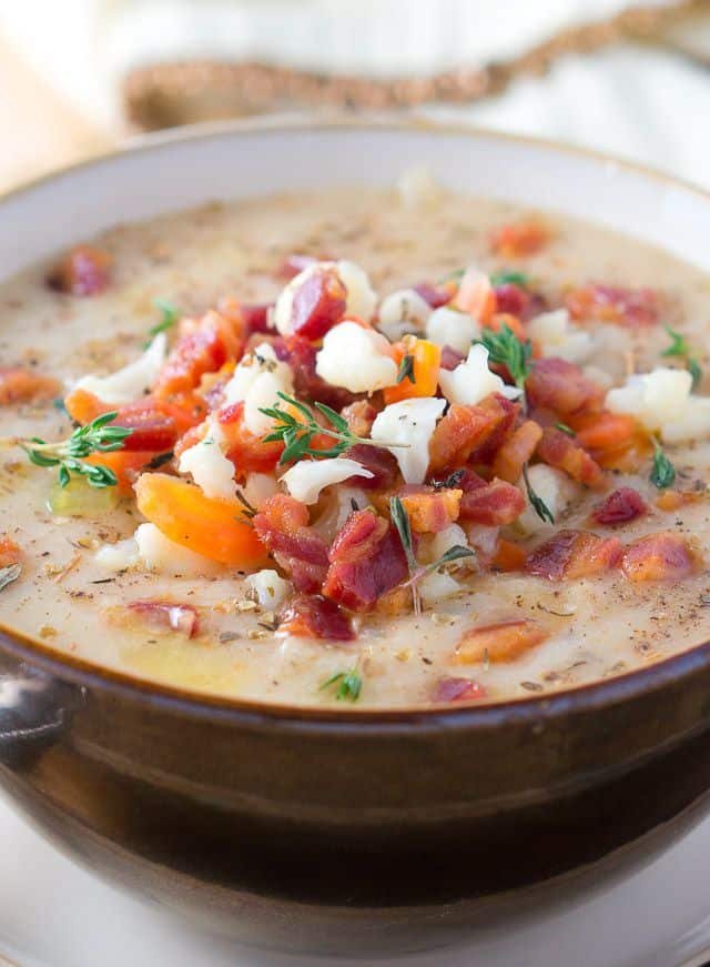 Close up of the toppings on the soup