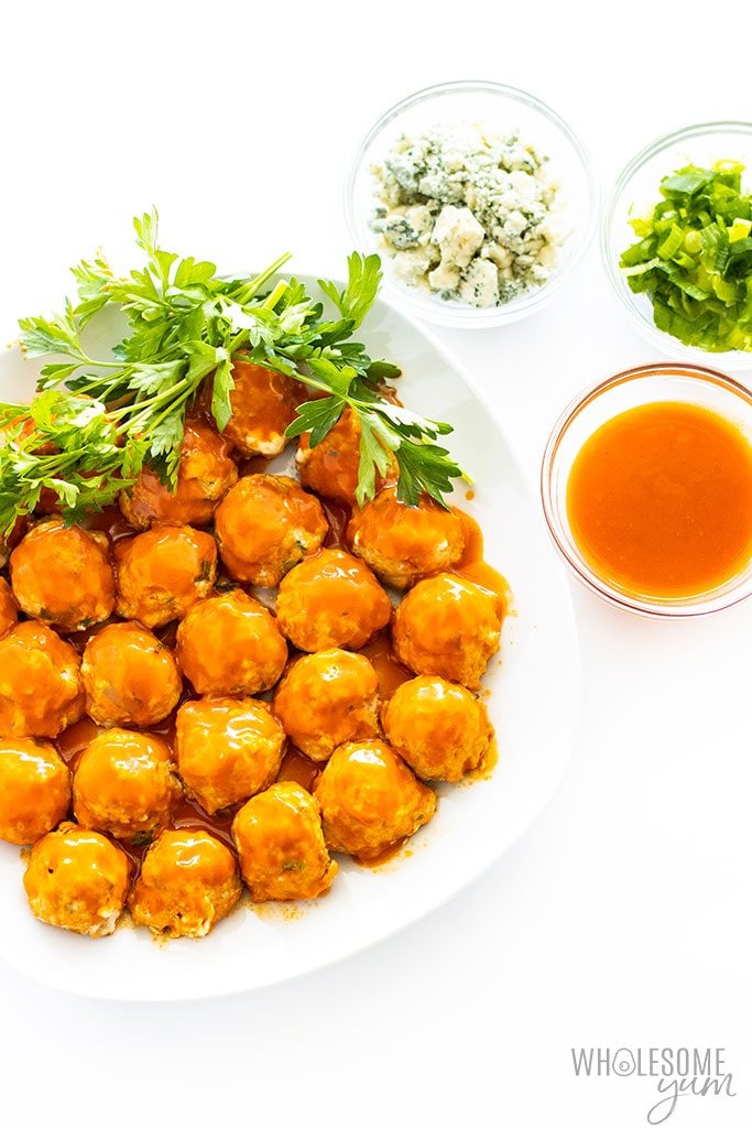 platter of Low Carb/Keto Buffalo Chicken Meatballs