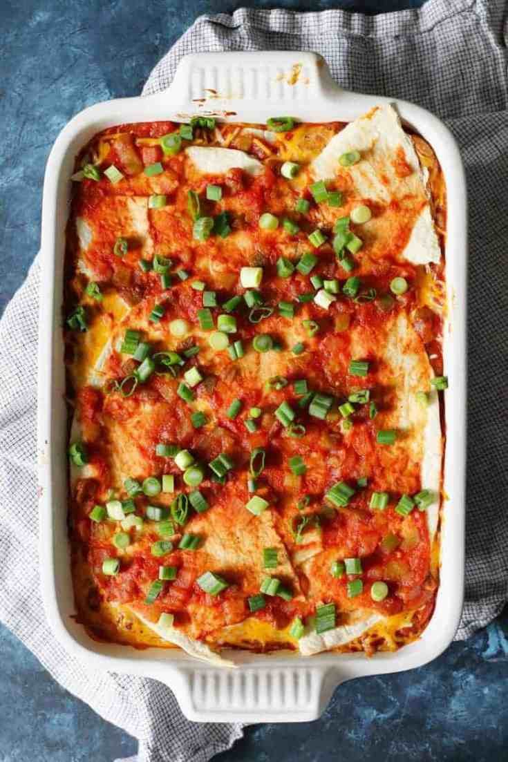 healthy freezer meals - bean burrito casserole