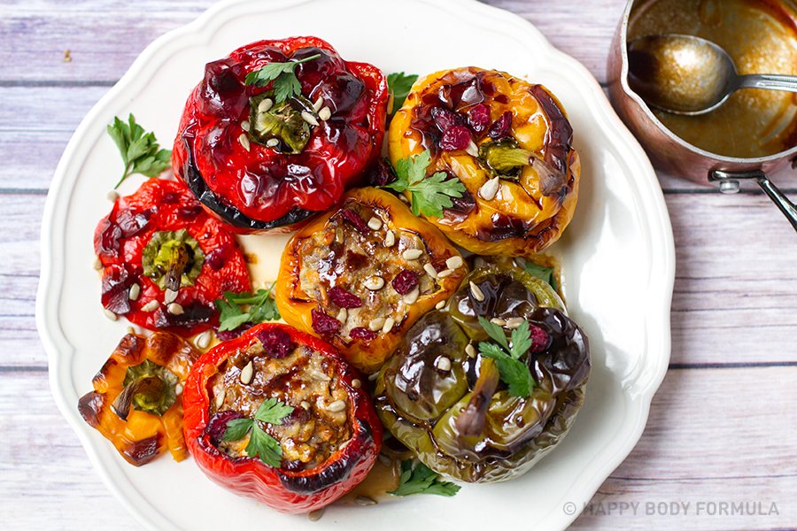 Cranberry Pork Stuffed Peppers