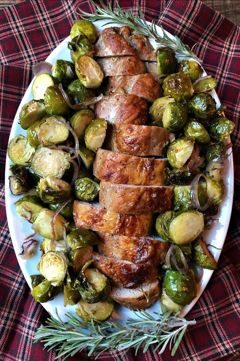Sheet Pan Pork tenderloin on a platter