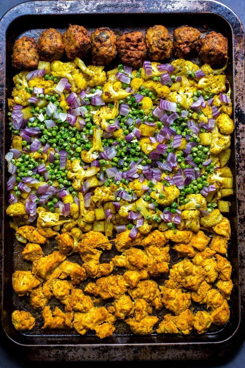 Chicken Tandoori on a sheet pan - meal prep meal